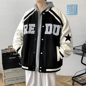 冬款港风加棉加厚简约棉衣外套毛巾绣棒球服男士8133-P120控价158图片