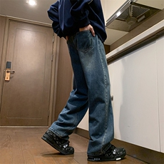 牛仔裤男士男装宽松直筒潮牌春秋休闲长裤子N0678-P45，男装牛仔裤，星座308B-1