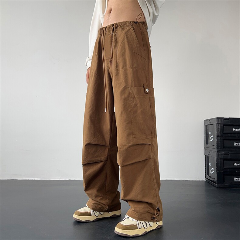 美式复古褶皱纯色多口袋工装裤街舞潮牌裤子XZ211-1-K2342-P65，男装工装外套，星座211-1