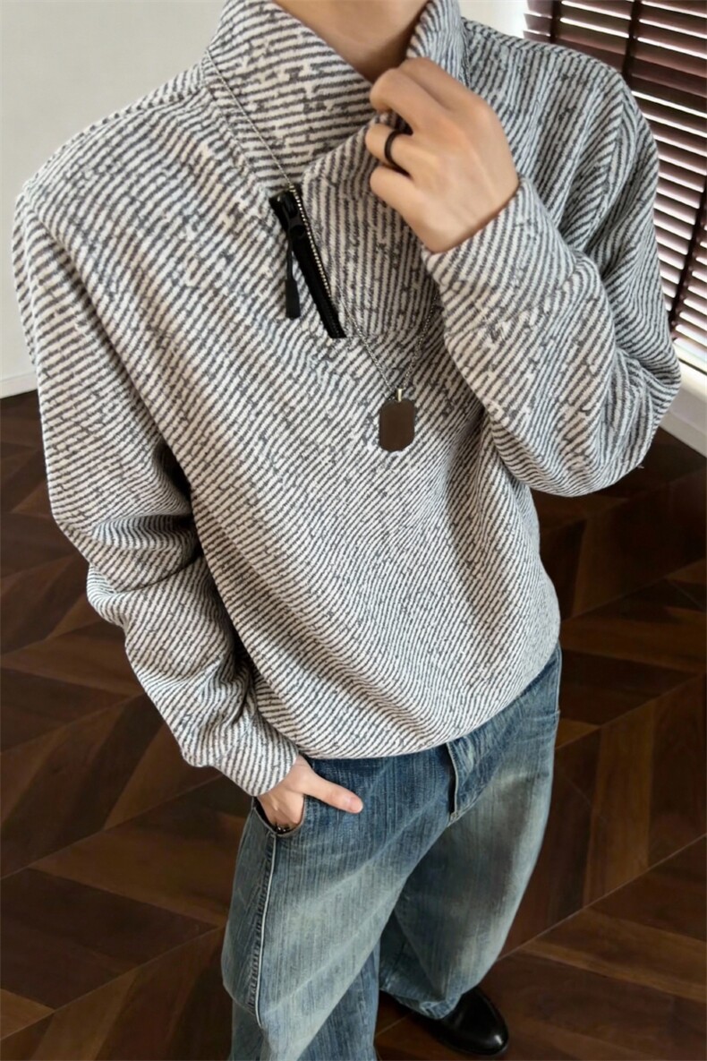 (有原版亮片)美式条纹交叉V领卫衣XZ514-2-HWY70-常规P25加绒P30,男装卫衣,星座514-2(原B239)