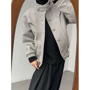简约复古廓形短款立领夹克秋冬男女休闲上衣加厚外套LR30011-P115图片