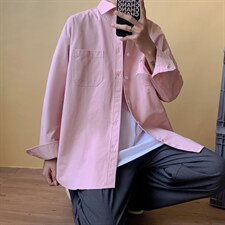 得物品质长袖衬衣宽松男士纯色衬衫A338-1CS09P50，男装衬衫，电商D325