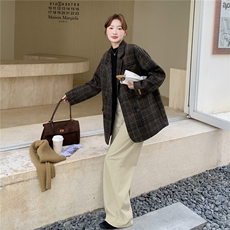 大货已出格子西装呢大衣外套C258-23023P135K198，女装毛呢外套，2C258