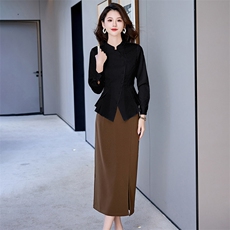 闺舍新中式国风时尚套装女2025春季新款职业气质干练衬衫阔腿裤，女装套装/套裙，卡杰菲