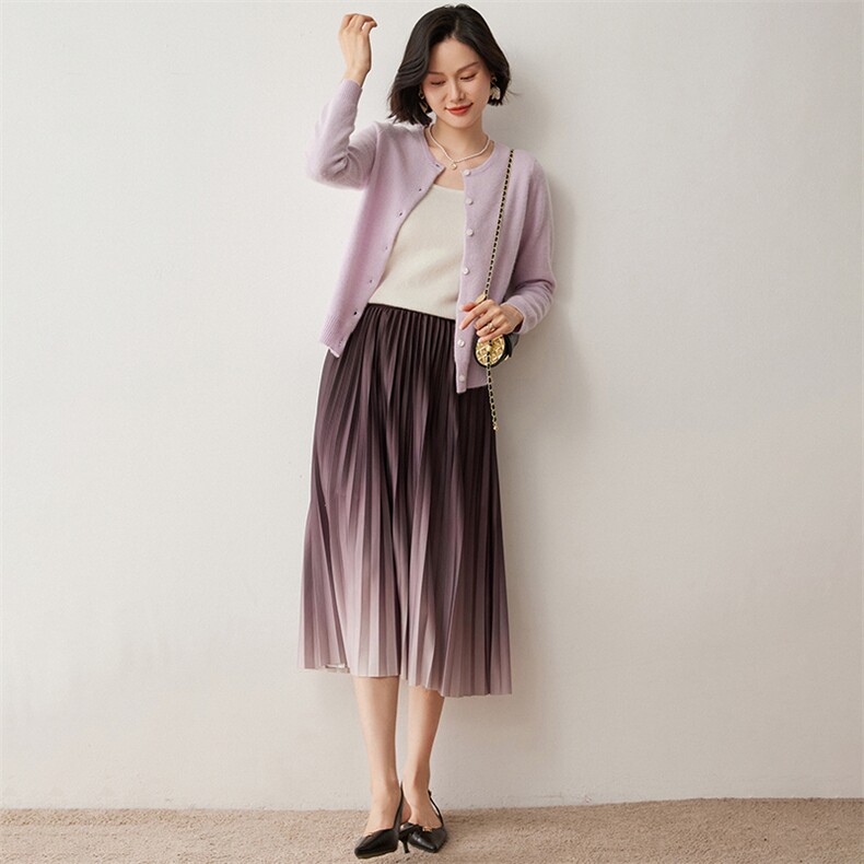圆领开衫女秋冬新款针织35%羊绒衫2024年秋冬季休闲,女装羊绒衫,蒂暖羊绒