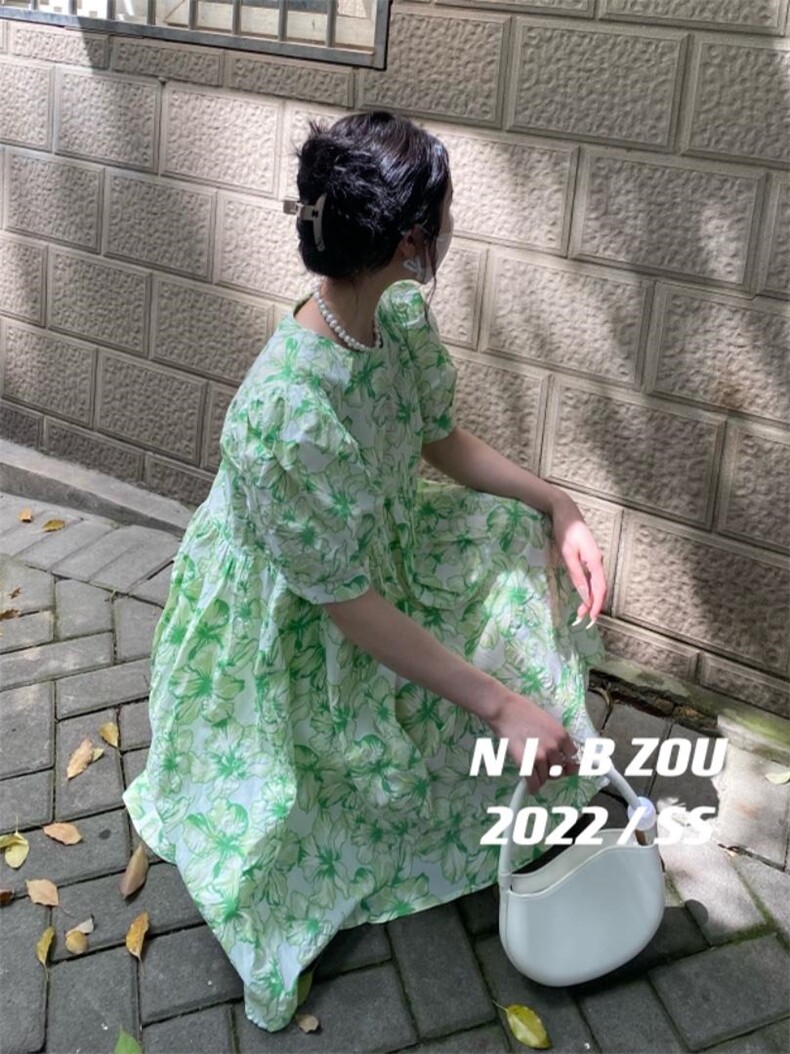 现货夏季新款韩版小花连衣裙，女装连衣裙，你别走(4F)