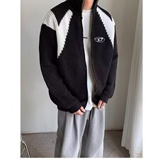 831-P53原创潮刺绣拉链针织衫开衫外套男秋冬季潮牌装宽松，男装针织衫/毛衣，电商B323A