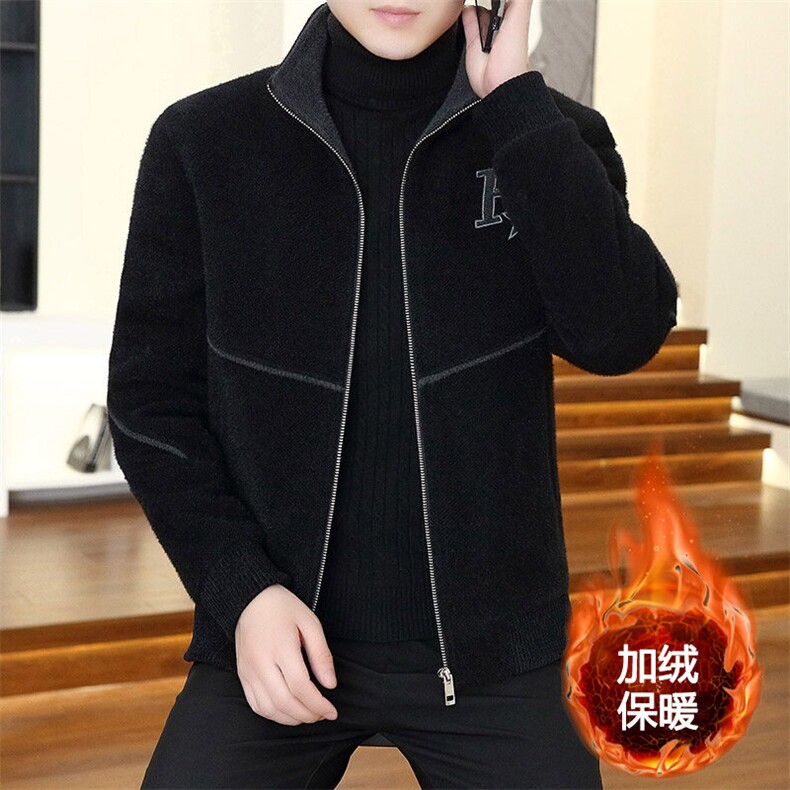 金貂绒加绒加厚立领拼接休闲毛呢大衣夹克外套上衣男D31P145控238,男装毛呢大衣,电商B226-2（原B217-2）