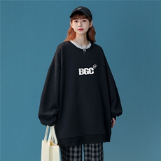 中性22秋季新款简约BGC字母印花百搭圆领重磅卫衣W1021P30控48，男装卫衣，A247A