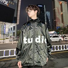 港风炫彩反光夹克男大码宽松字母印花外套A090-JK50P85限118，男装夹克，电商A089-1