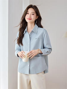 时尚休闲翻领衬衫外套女2025秋季新款百搭宽松长袖衬衣式开衫上衣图片