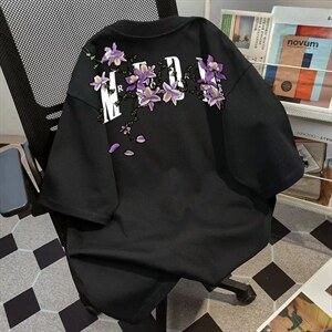 H1057-p35原版前后刺绣夏季新款字母情侣宽松短袖T恤图片
