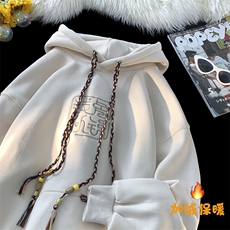 冬天日系复古风刺绣宽松加绒加厚卫衣YT03P65控79，男装卫衣，星座712