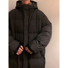 白鸭绒潮流光板连帽长款羽绒服保暖外套Y5850-P205【特价】，男装羽绒服，电商A007