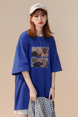 中性23夏季美式潮牌情侣文艺复兴油画小众慵懒风短袖T67P25控38，男装T恤，A247A