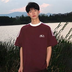 夏季美式高街重磅纯棉三条杠织带撞色男女短袖T恤ZD620-特P30，男装T恤，电商A486-1