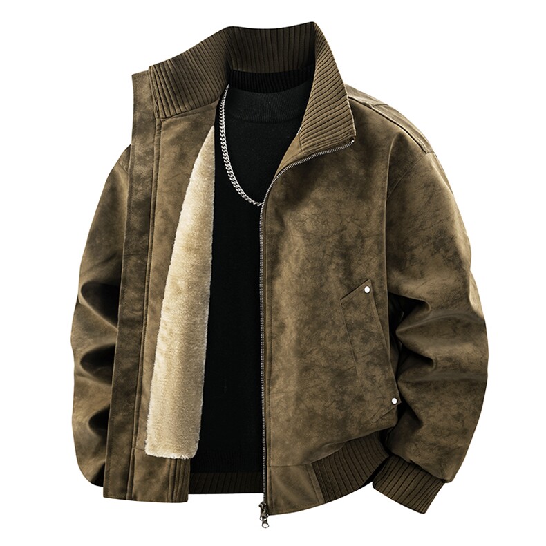 冬季男士复古皮衣加绒加厚时尚潮流立领PU皮外套宽松H899-P70，男装皮衣，星座1403A