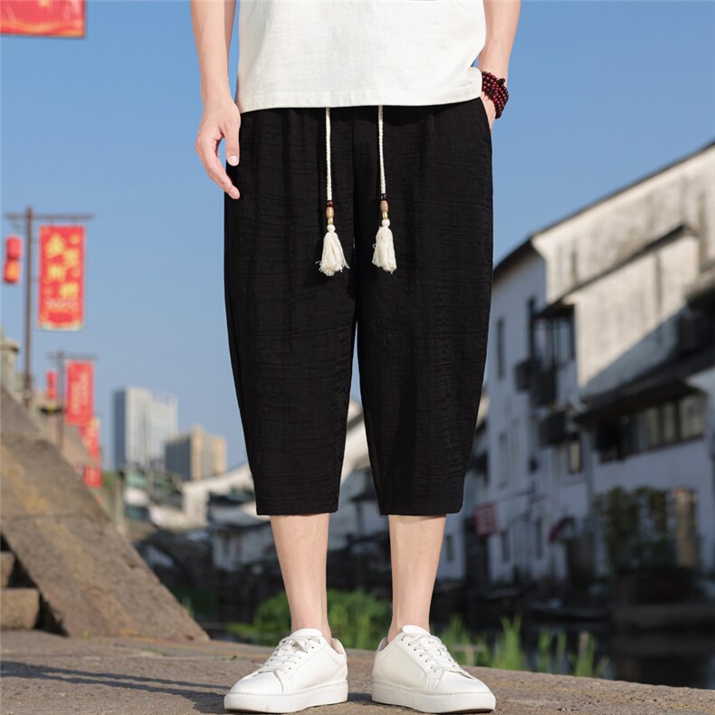 夏季风男装七分库棉麻男士休闲裤中裤古风A266-1-KZ882-P56,男装休闲裤,电商A266-1