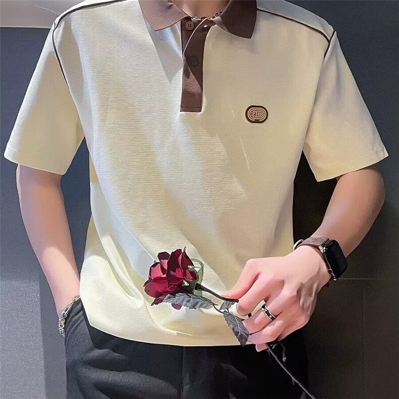 网图现货美式宽松珠地棉短袖POLO衫T018/P35,男装T恤,星座205-3