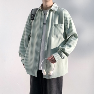 条纹衬衫男外套春季新款宽松休闲潮流长袖衬衣A406 C6022 特P55图片
