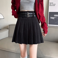 灯芯绒百褶短裙2024秋冬季女装裙子百搭高腰显瘦防走光半身裙，女装半身裙，梦白服饰厂