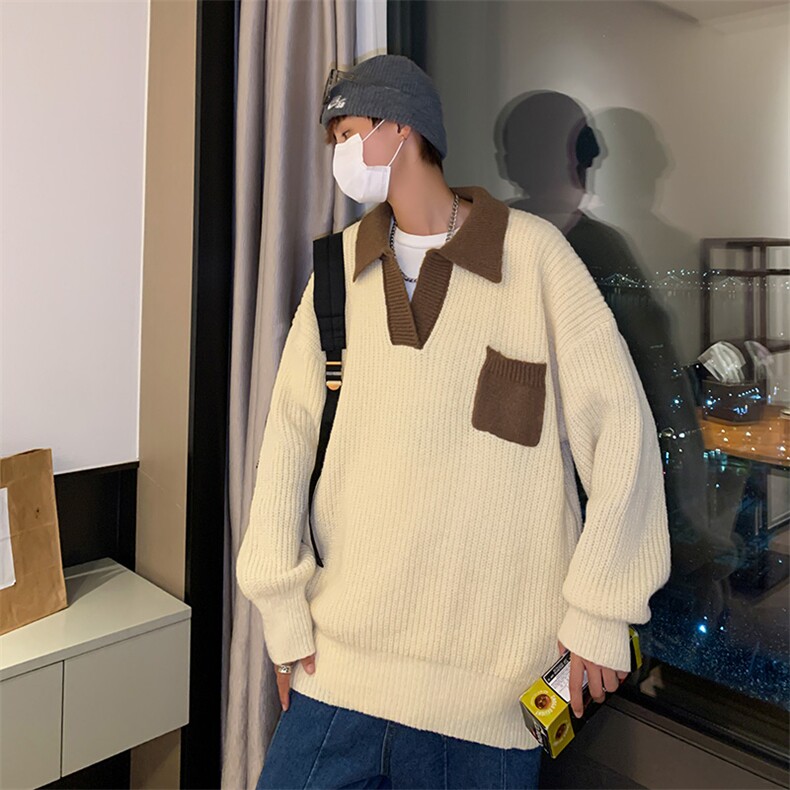 毛衣服男口袋翻领网红ins针织衫潮流宽松毛线编织外MY32-P48,男装针织衫/毛衣,星座308B-1