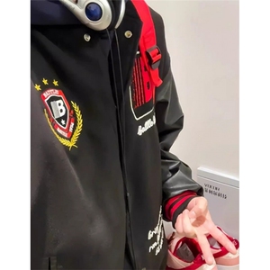 徽章拼接棒球服外套男2025新款潮牌嘻哈oversize情侣夹克 JM306图片