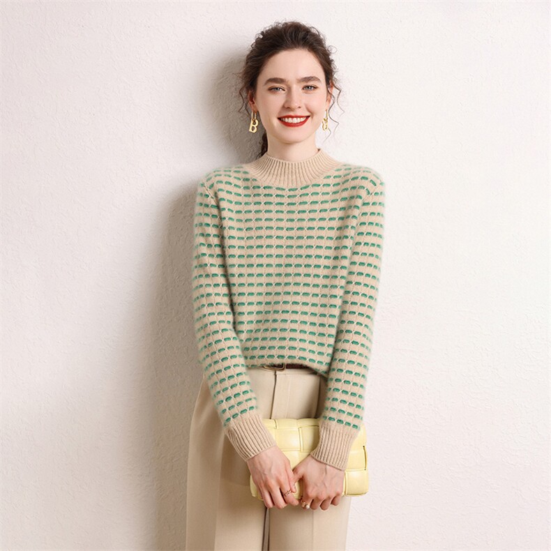 时尚百搭长袖毛衣女修身显瘦针织衫，女装羊毛衫，琳华羊绒