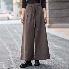 现货新款女士阔腿裤2025年冬季时尚羊毛呢抽绳裤子，女装休闲裤，火爆靓佳人