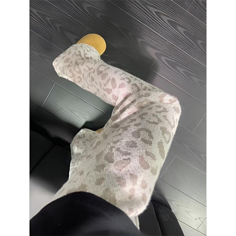 DD45TP45网图美式复古豹纹毛绒休闲裤子,男装休闲裤,电商B323A