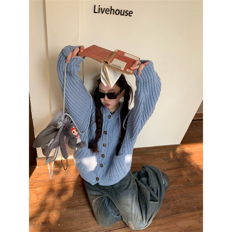 网络图，连帽短款开衫春秋新款宽松粗线针织衫XZ302B-1-M364P65，男装针织衫/毛衣，星座302B-1