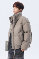 支持二开立领PU皮棉服男短款棉衣外套宽松面包服M810-P75，男装棉衣，电商A441