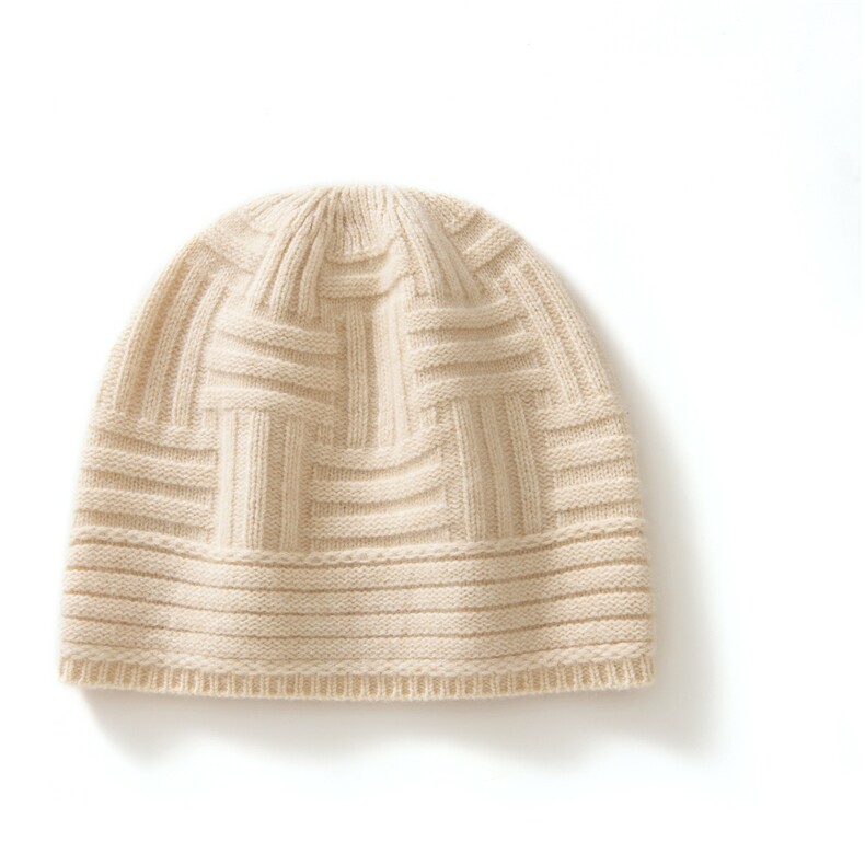 2025年春季新款百搭女士格格抽条双股加厚保暖帽，帽子，西欧羊绒