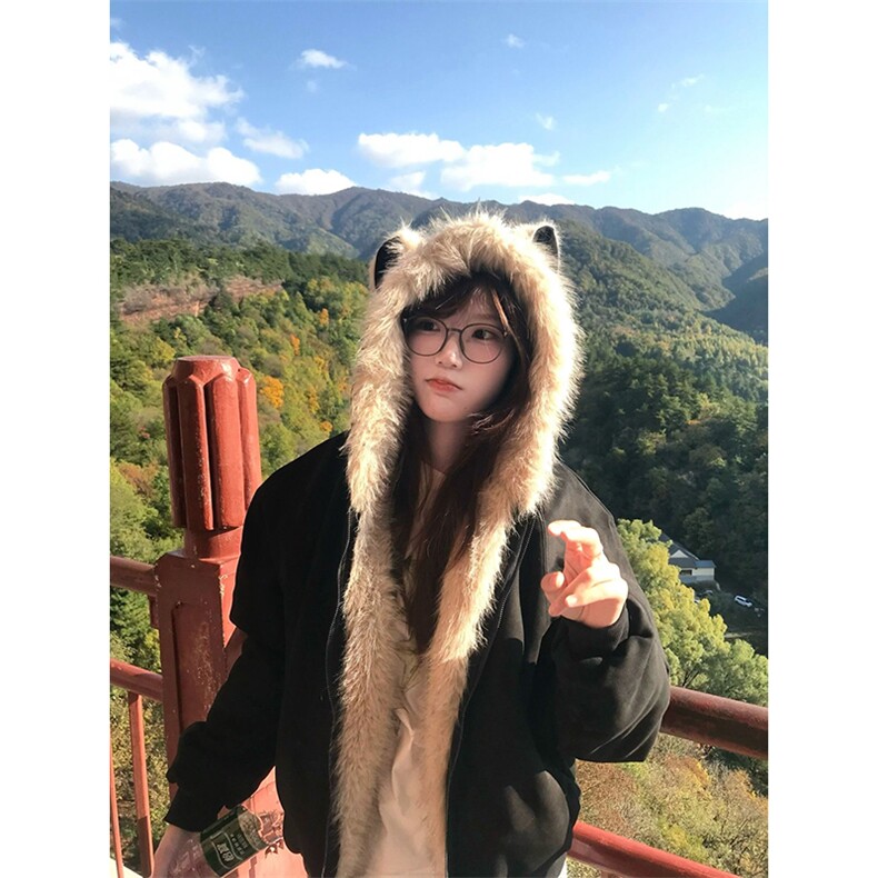 现货重磅硬挺boxy羽绒棉衣座山雕猫耳大毛毛领麂皮棉服冬外套,男装棉衣,电商A443