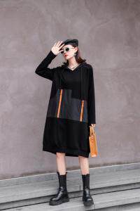 秋装双拉链长袖连衣裙，女装连衣裙，依水云阁