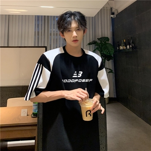 C464-P39 夏季新款潮牌ins宽松休闲上衣设计感小众短袖T恤男现货图片