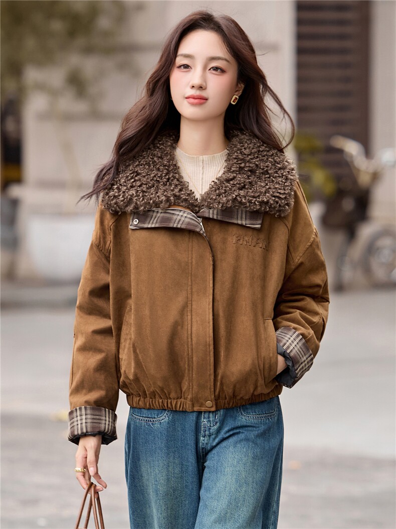 现货2025冬装新款女士时尚经典毛领可脱卸羽绒服,女装羽绒服,木子恋