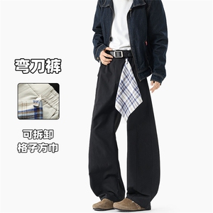 2026春季新款美式可拆卸格子方巾休闲裤男K6725特P35建议零售价88图片