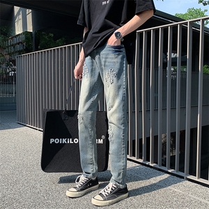 弹力个性十字架潮牌修身小脚裤610A-1-YK9918-P53图片
