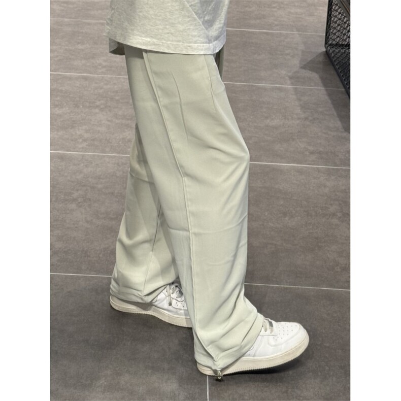 【网图有货】豆绿色冰丝阔腿裤凉感裤子垂坠感KZ539LL-特P40,男装休闲裤,星座1007（原301D）
