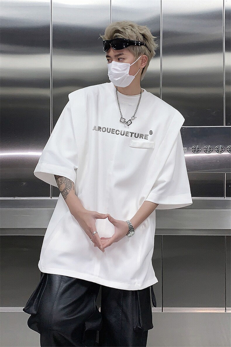 字母短袖t恤男装夏季潮牌假两件上衣男生体恤XZ514-2-202451-P58,男装T恤,星座514-2(原B239)
