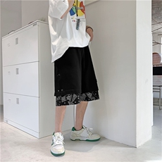 排扣短裤男夏季腰果花五分裤韩版ins潮牌假两件运动裤DK6053-p28，男装休闲裤，星座1008