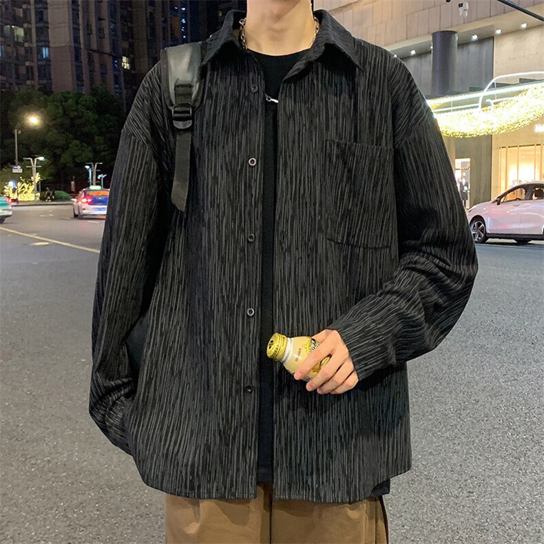 特批P45无差价秋新大码美式复古扎染渐变翻领长袖衬衫男外套C2542,男装衬衫,电商A001-1