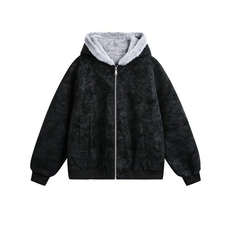 网图美式扎染连帽座山雕PU皮棉衣男女加厚外套310A-MY009-P80，男装棉衣，四季星座310A