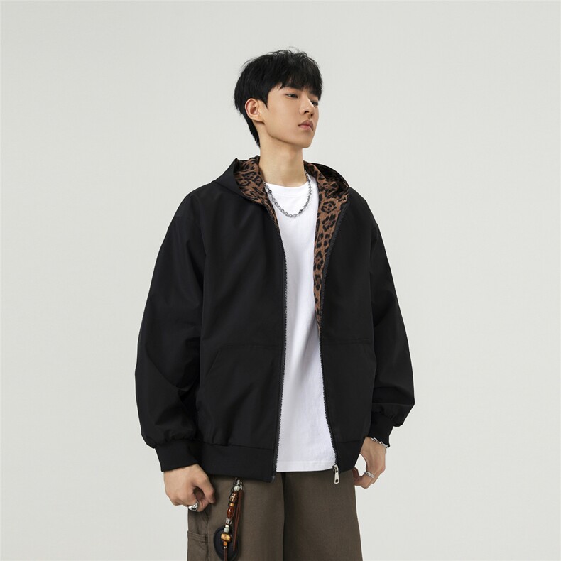 可二开豹纹元素大码M-5XL连帽夹克男100%聚酯纤维JK78091P69控108,男装夹克,星座226-1