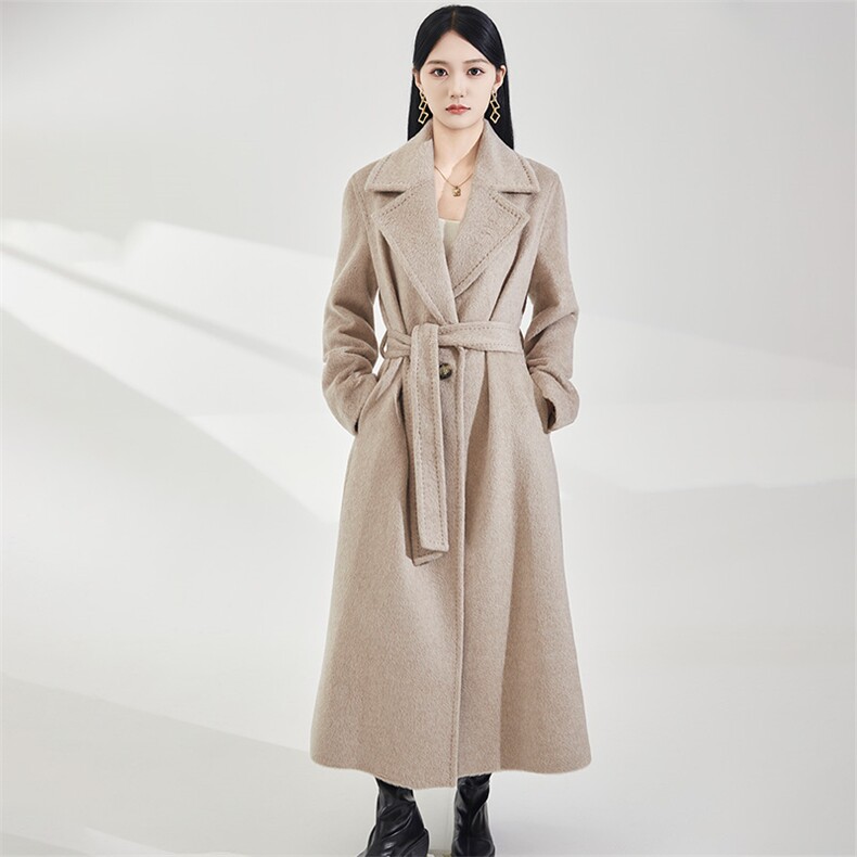 2025年秋季时尚百搭通勤简约休闲中长款加厚大衣，女装双面呢大衣，澳纯羊绒