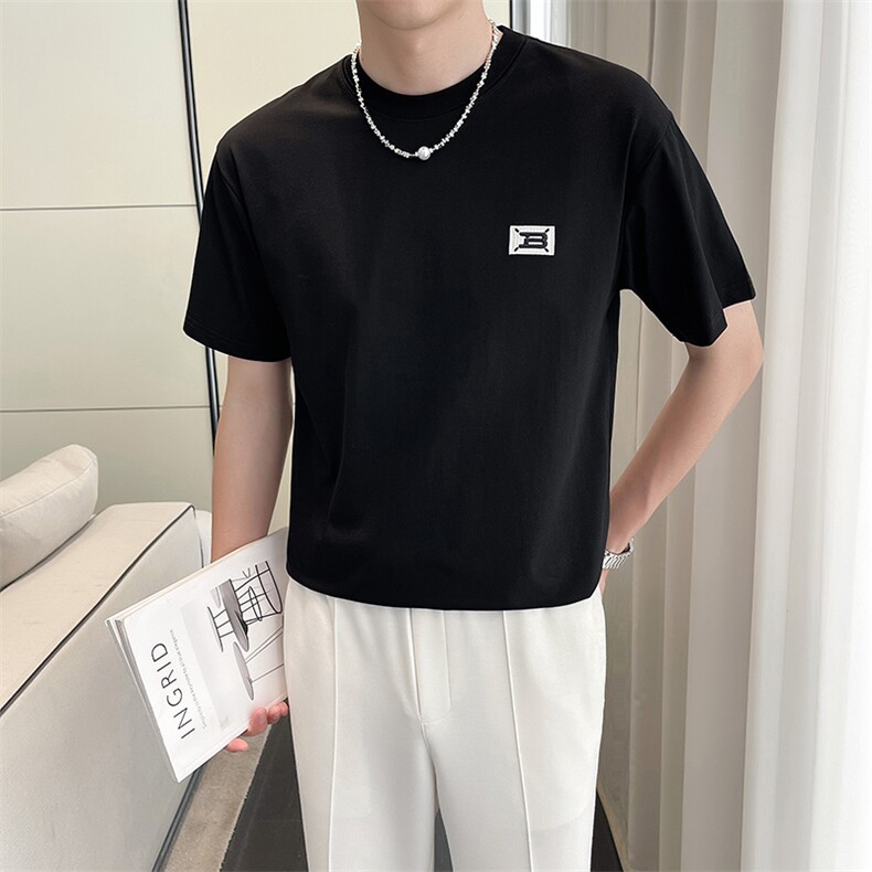 2024夏季新款高品质轻熟风休闲宽松圆领短袖T恤男808-p48,男装T恤,电商D303