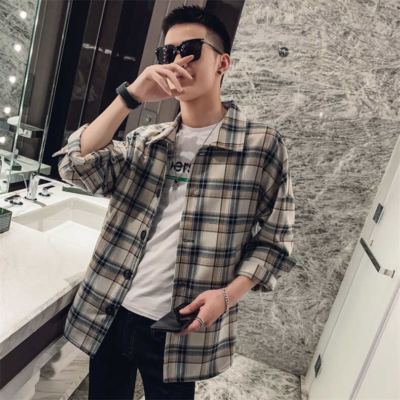 社会风春秋宽松加厚格子外穿夹克衬衫B297-3906-P105控128,男装衬衫,电商B297