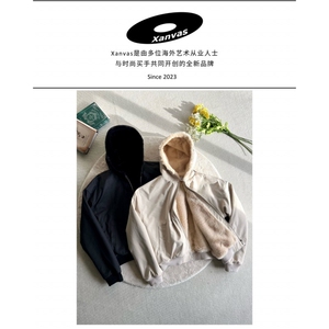 美式复古高级感重磅仿兔毛连帽座山雕夹克棉服男冬季加绒棉衣外套图片