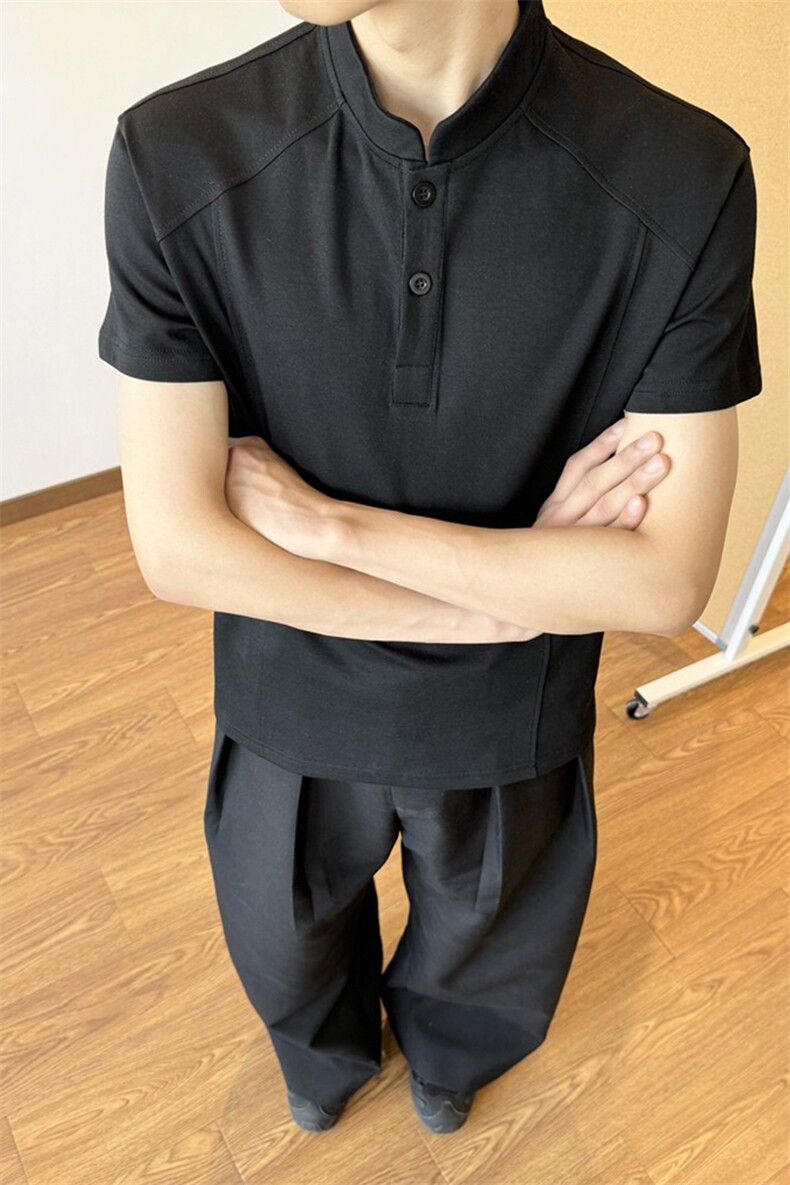 [网图]夏季新款拼接短袖T恤潮流正肩亨利领男X64117-TP15不,男装T恤,电商A102